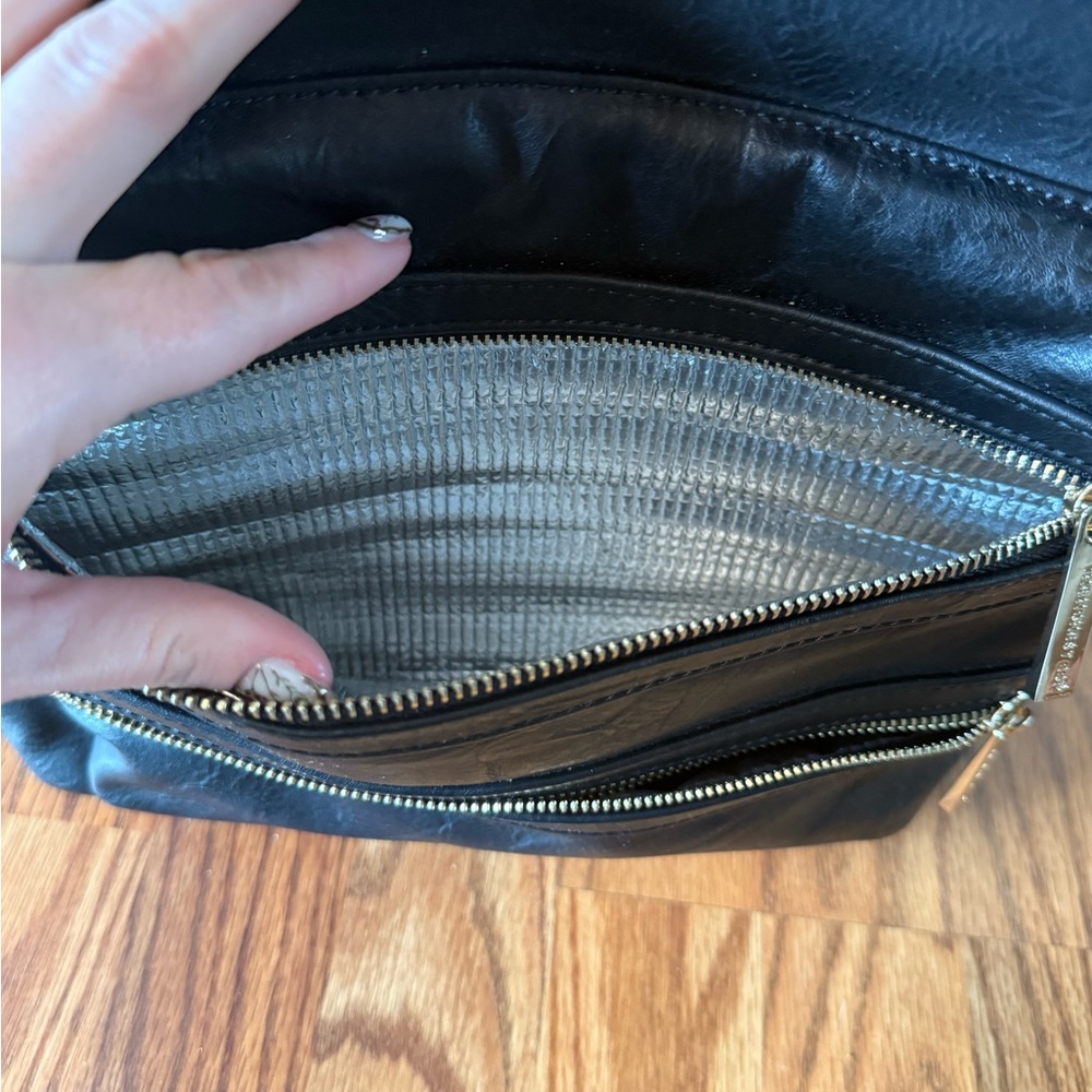 The Honest Company Black Faux Leather Backpack with Gold Hardware - Picture 2 of 11